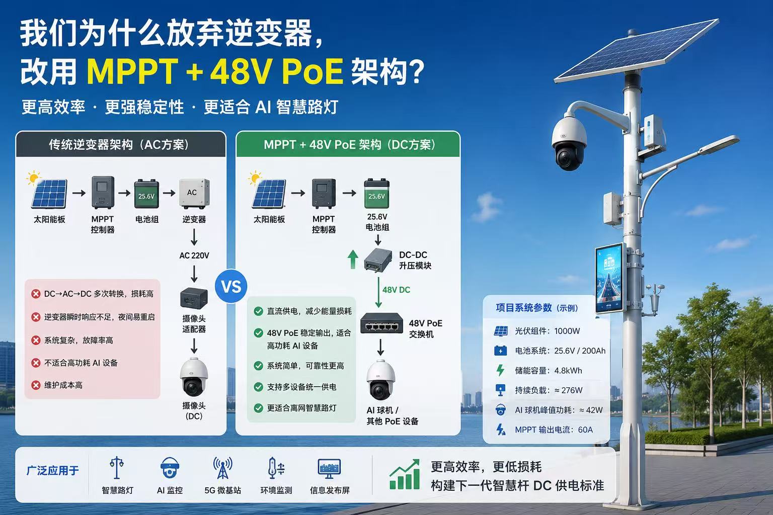 Why Did We Abandon Inverters in Favor of an MPPT + 48V PoE Architecture?